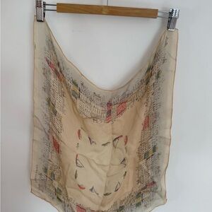 Vintage Laura Ashley Cream Silk Scarf